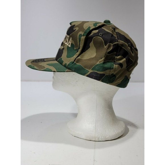 Vtg Young'an Eagle USA AirFreight Embroidered Green Camo Snapback Trucker Hat - Picture 2 of 10